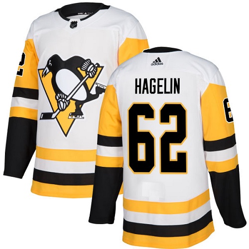 Adidas Men Pittsburgh Penguins 62 Carl Hagelin White Road Authentic Stitched NHL Jersey